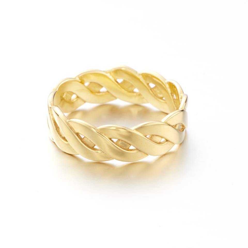 18ct Eryri Welsh gold 6mm wide openwork Celtic wedding band