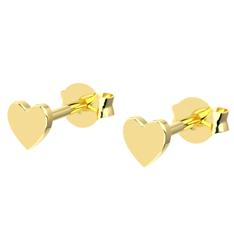 Pair of 18ct Eryri Welsh gold 4mm dainty heart stud earrings