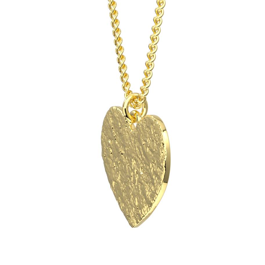 18ct Eryri Welsh gold heart pendant with hand-hammered texture on gold chain