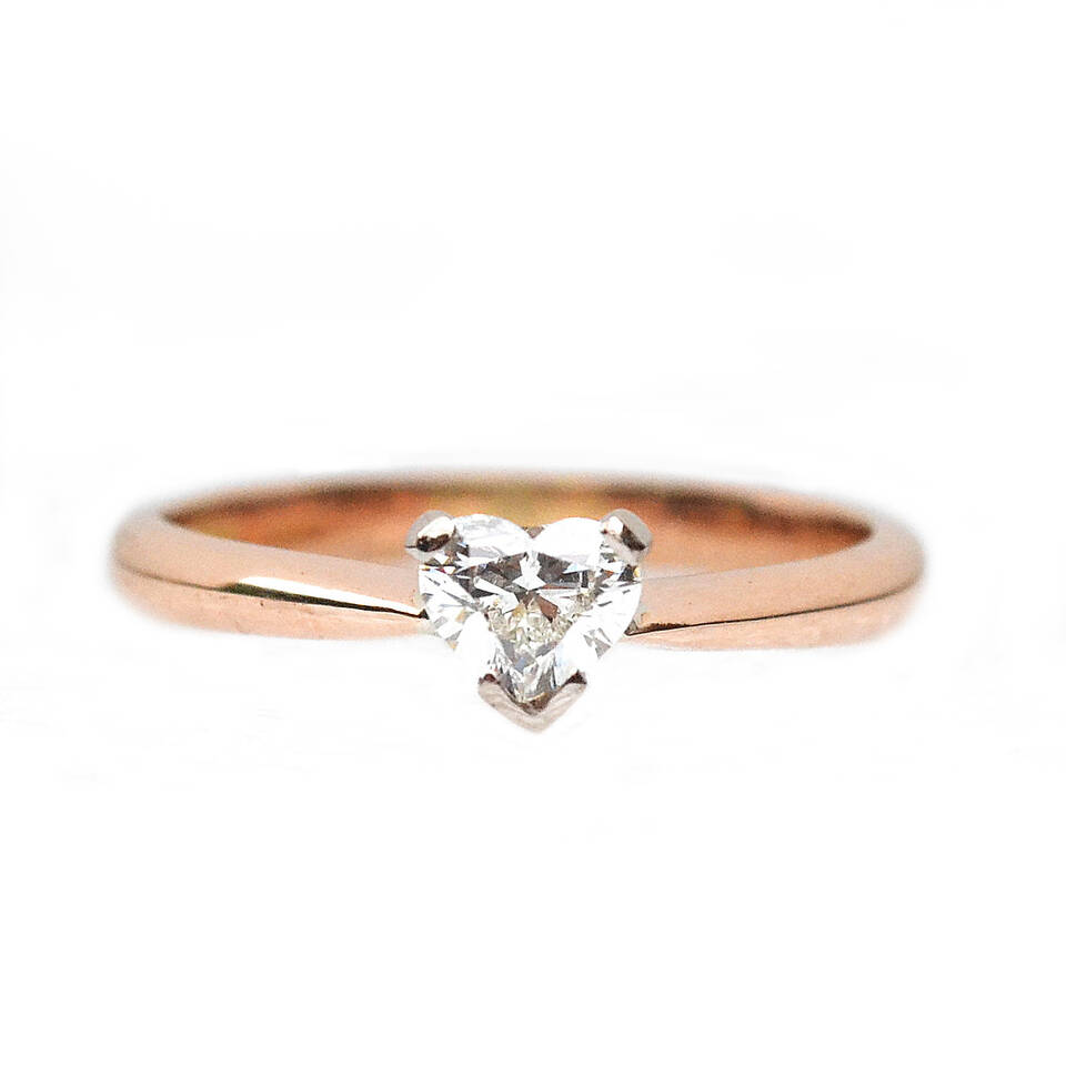 100% Welsh Gold Heart-shaped Diamond Engagement Ring