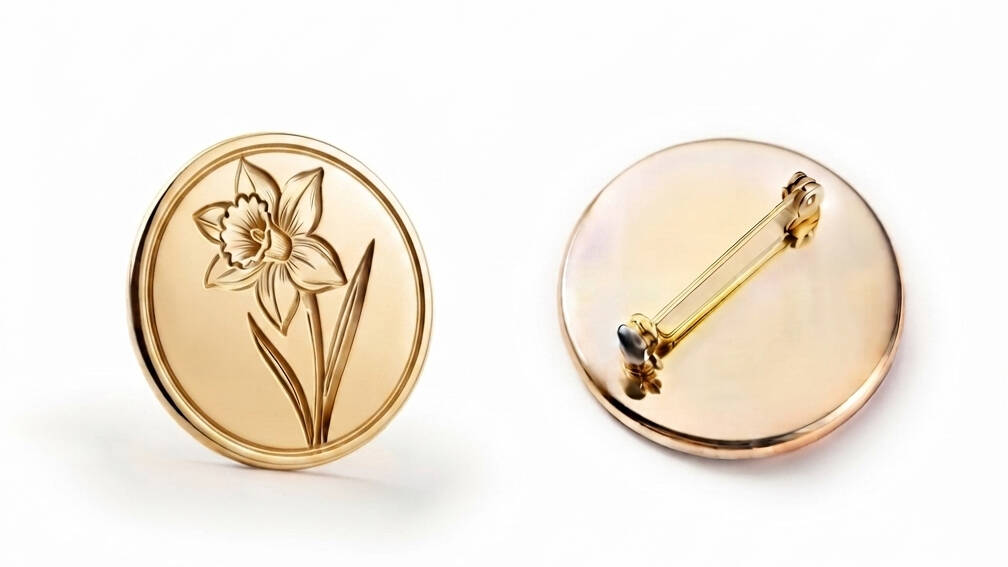 Framed daffodil brooch