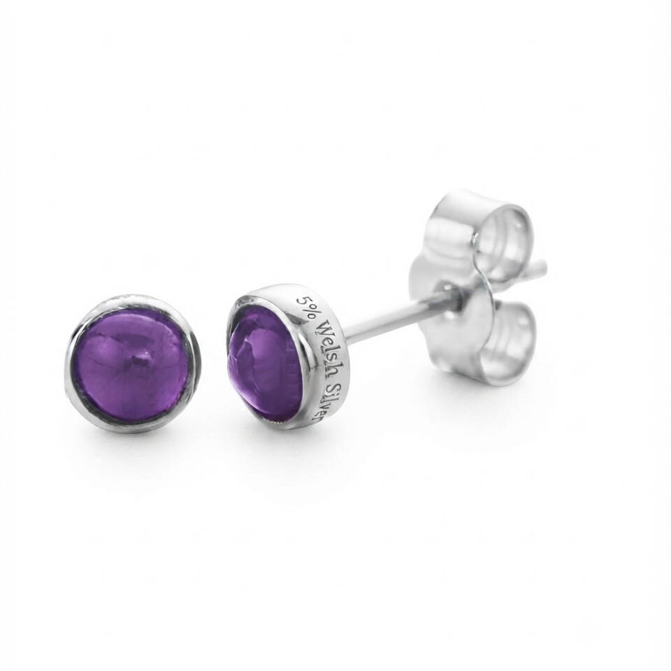 Silver bazel sapphire earrings