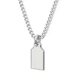Handmade 5% Welsh silver vertical target tag pendant with an engravable high-polish finish on a sturdy sterling silver chain.
