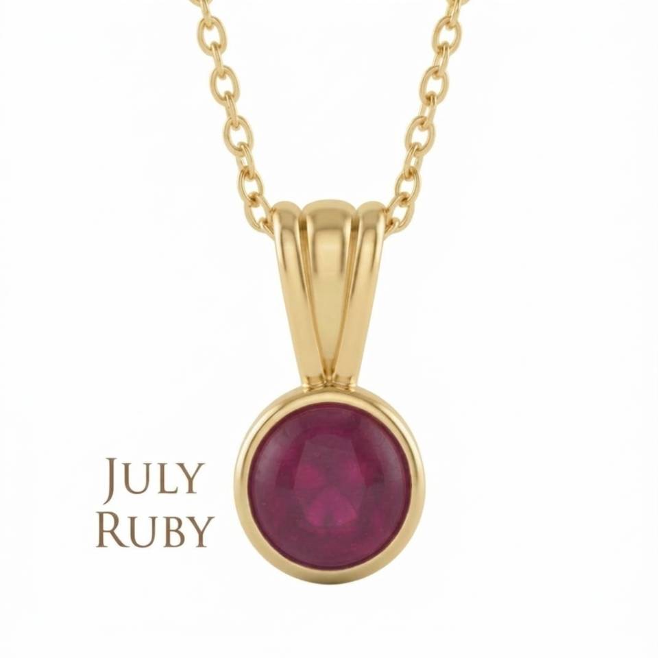 An 18ct Eryri Welsh gold bezel pendant featuring a natural July ruby gemstone