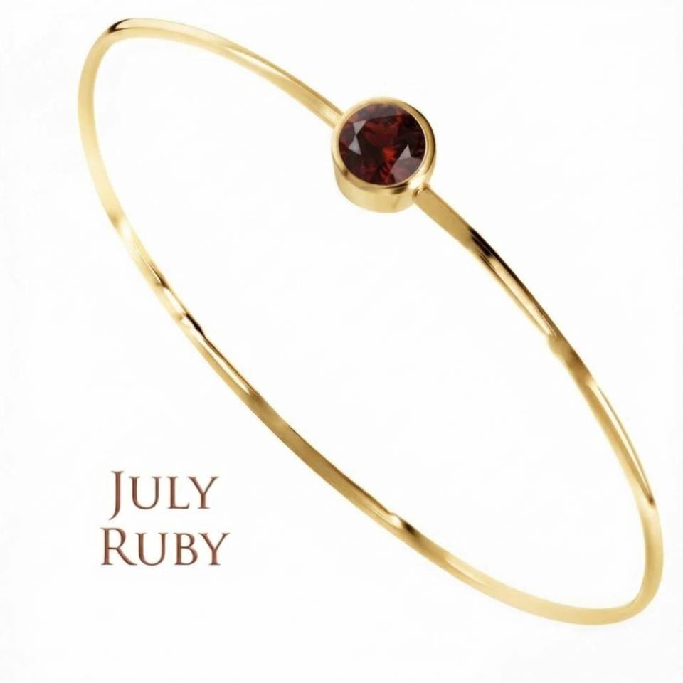 July Ruby Eryri Welsh gold bangle